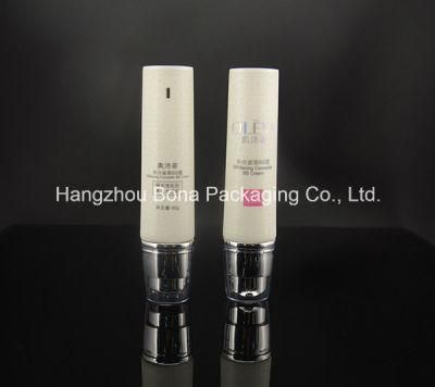 Luxury Customized Metalic Silver Plastic Oval Airless Lotion Pump Tube