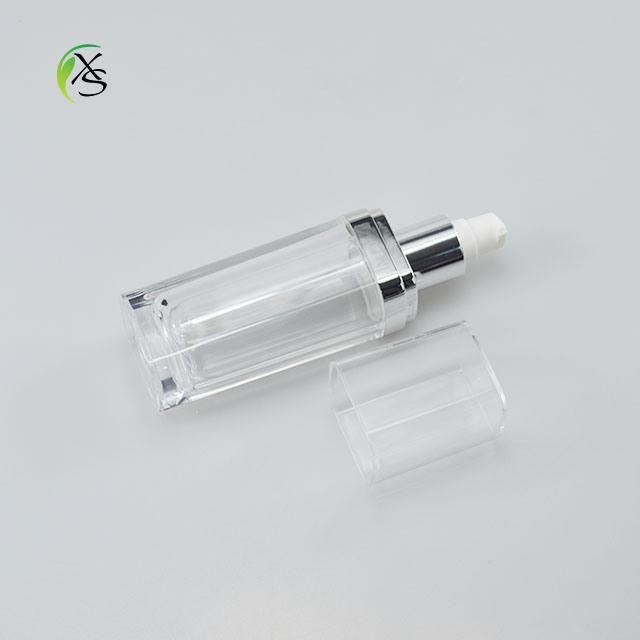 60 Ml Silver Square Shape Bottle Plastic Acrylic Skincare Lotion Bottle