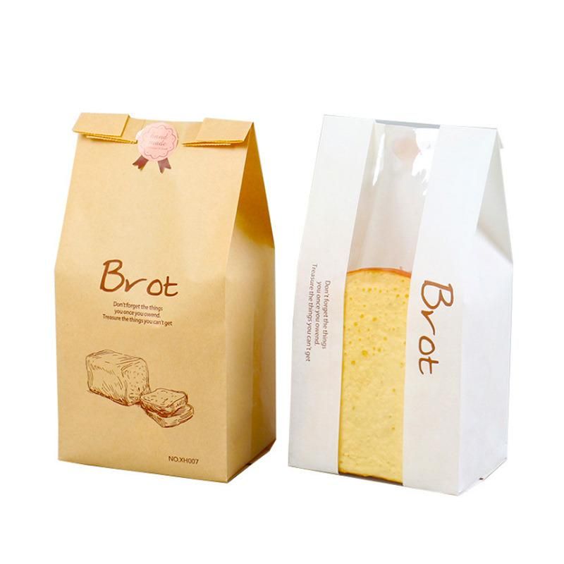 Custom Printed Logo Grease Oil Proof Bread Hamburger Donuts Packaging Greaseproof Kraft Paper Bags for Fried Food