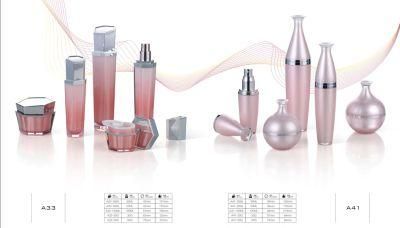 Custom Printed Pink Luxury Cosmetic Packaging Set Glass Cosmetic Bottle and Jar Have Stock