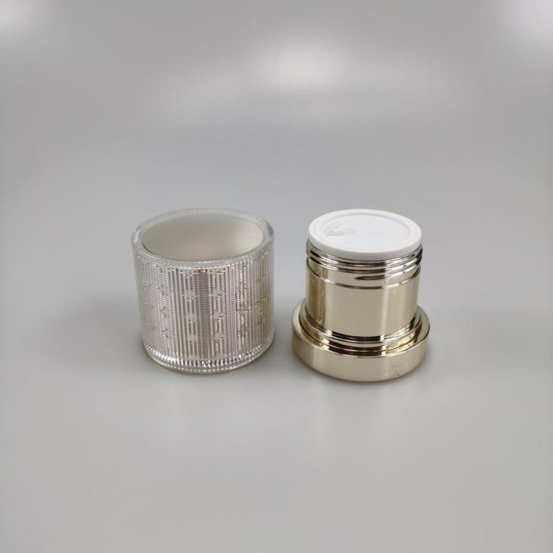 50g Cosmetic Round Gold Acrylic Jar Container / Elegant Empty Cream Jars with Gold Lid