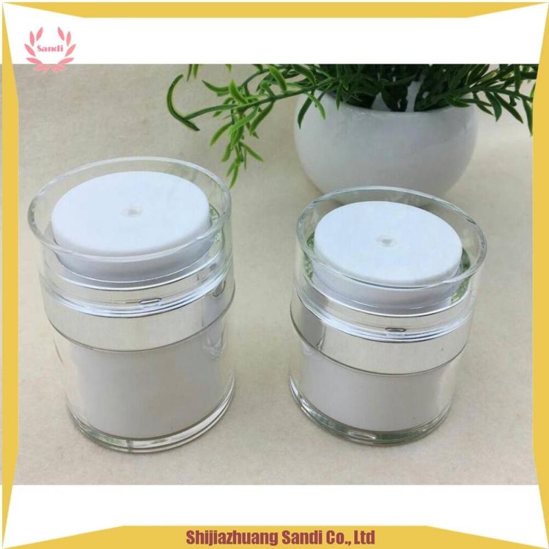 Low MOQ Empty Acrylic Airless Pump Jar Cosmetic Packaging Jar Plastic Cosmetic Container Jar