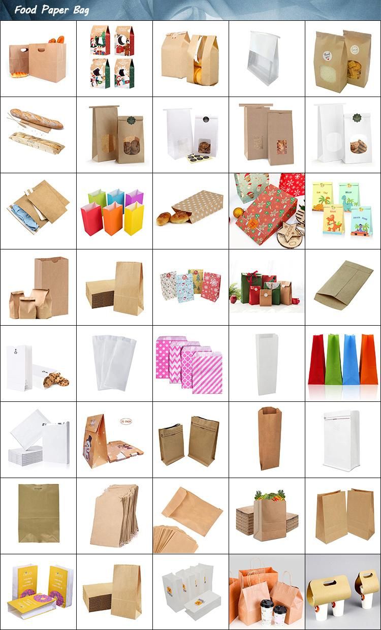 Wholesale Square Bottom Gusset White Kraft Paper Bread Bakery Toast Packaging Tin Tie Dessert Paper Bags with Window