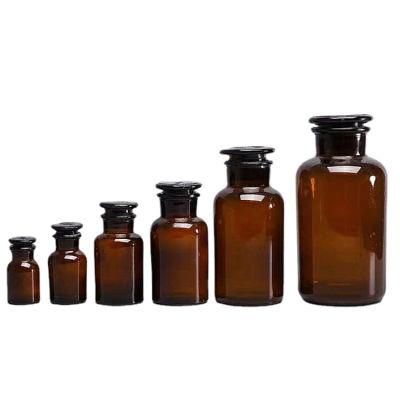 60ml 125ml 250ml 500ml Amber Storage Glass Bottle with Cork Lid