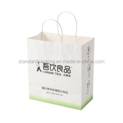 Wholesale Custom Automatic Handle Bag Kraft Paper with Design Logo Take-out Bag