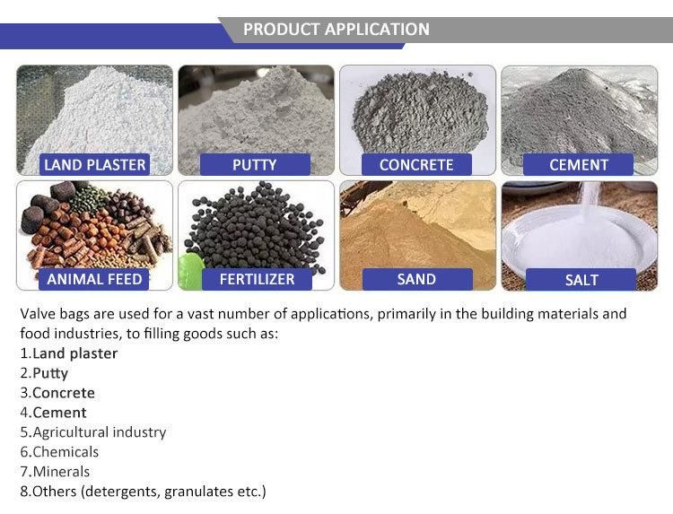 25kg 50kg PP Woven Block Bottom Valve Cement Sand Charcoal Putty Powder Packaging Bag
