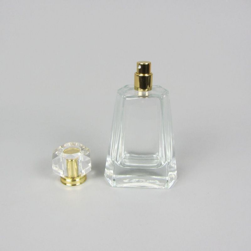 High-End Square Clear Perfume Glass Bottle for Cosmetic