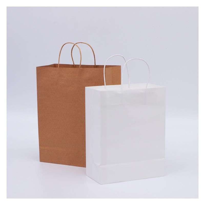 Custom White/Brown Kraft Paper Gift Handle Bag for Food Packaging/Shopping and Twisted Handle Bags Factory Price