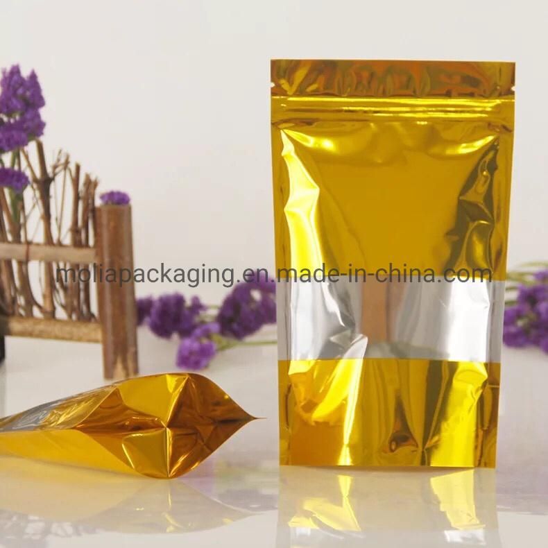 Gold Color with Window Stand up Smell Proof Mylar Bag 1oz