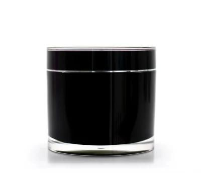 100g 200g High Quality Black Acrylic Double Wall Jar Cosmetic Container