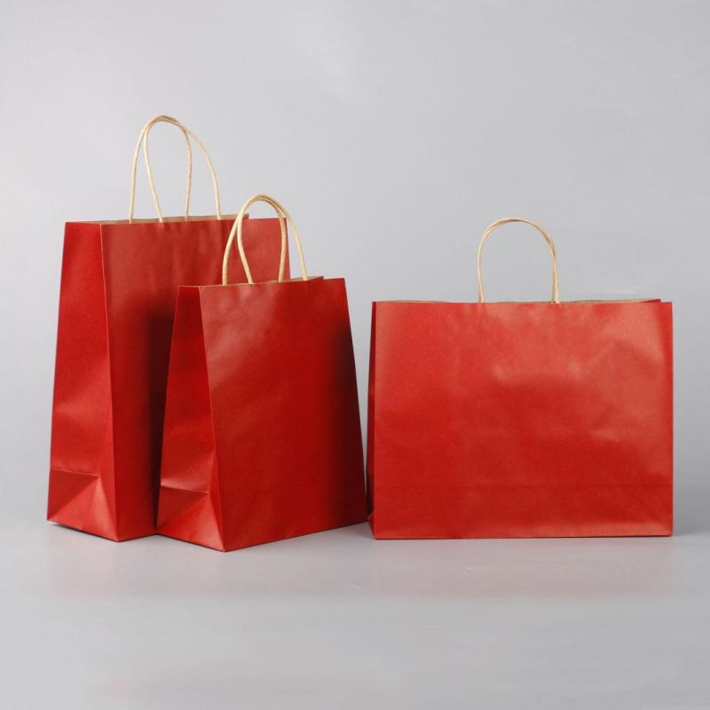 Cheap Hot Sale Custom Logo Printed Takeaway Kraft Paper Bag with Handle