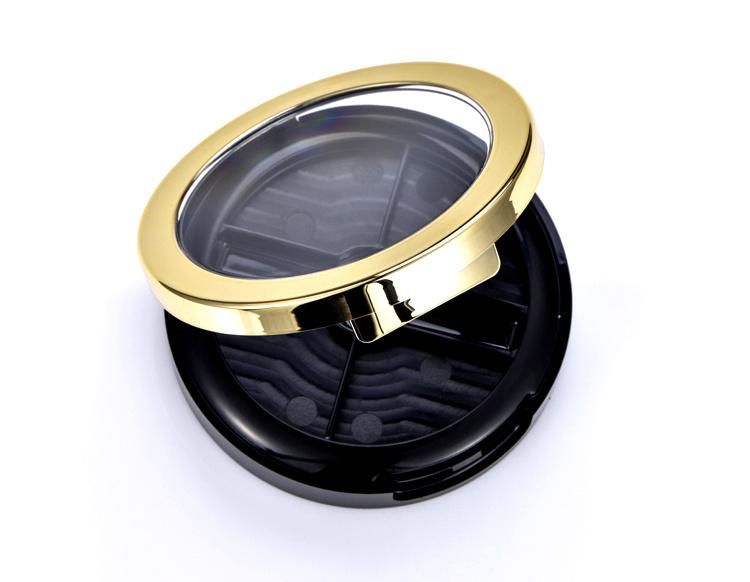 Wholesales Custom 4 Hole Round Black Clear Plastic Eye Shadow Case Packaging with One Hole for Brush