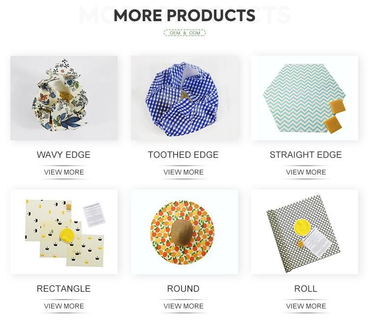 China Factory Wholesale Environmental No Plastic Reusable Safe Biodegradable Beeswax Food Wrap