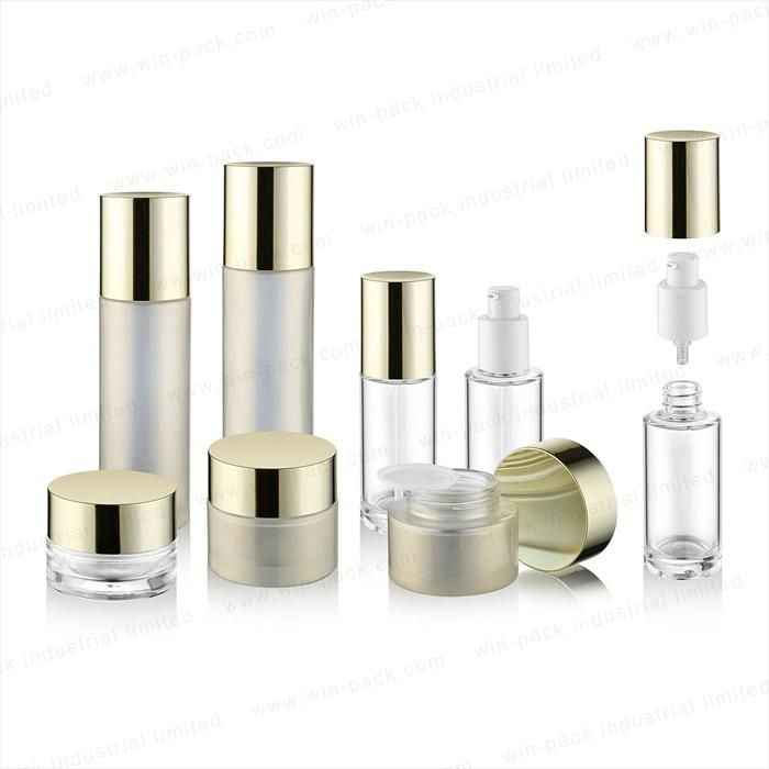 Custom Pretty Glass Liquid Bottle with Golden Color Cap and Lotion Pump 100ml 40ml 120ml