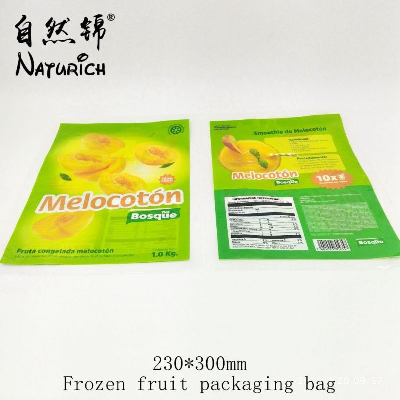 Digital Printing 1kg Food Packaging Plastic Bag Frozen Fruit Peach Packing Mylar Bag