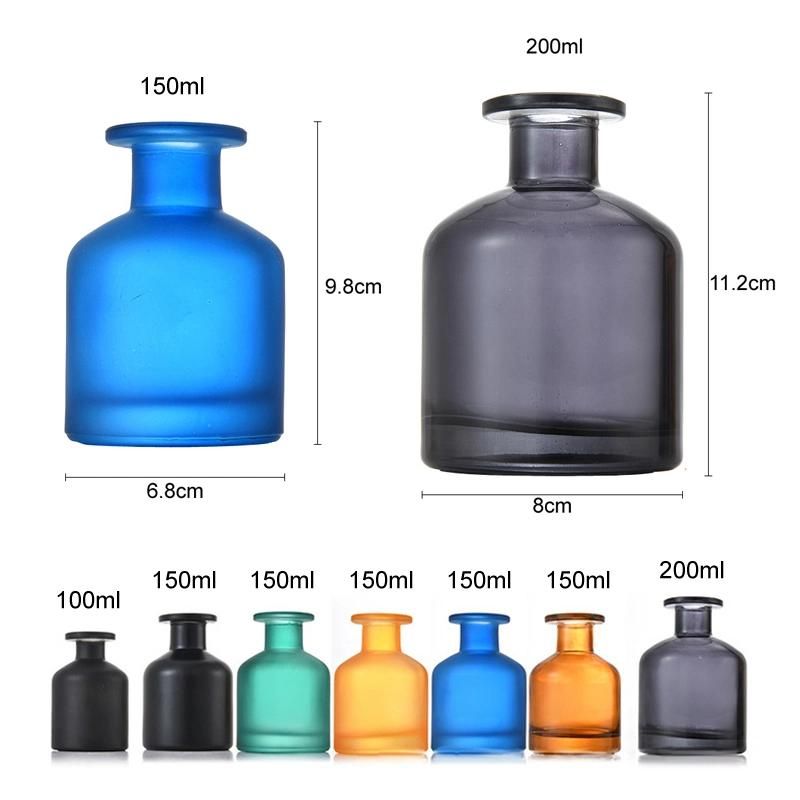 200ml Black Transparent Unique Luxury Refillable Reed Glass Diffuser Bottle with Cork for Diffuser