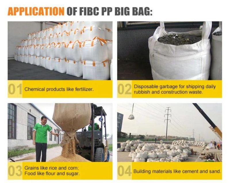 Inner Partition Baffle FIBC Jumbo PP Big Bags for Chemical Powder