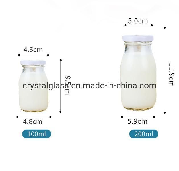 Milk Pudding Yoghurt Glass Packing Bottle with Plastic Lid 100ml 250ml 500ml