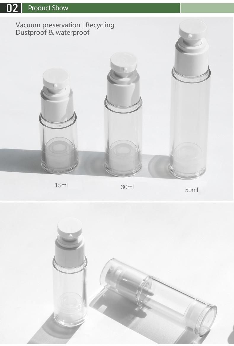 in Stock! Mini Customer 15ml Airless Cosmetic Lotion Bottle with Flat Lotion Nozzle