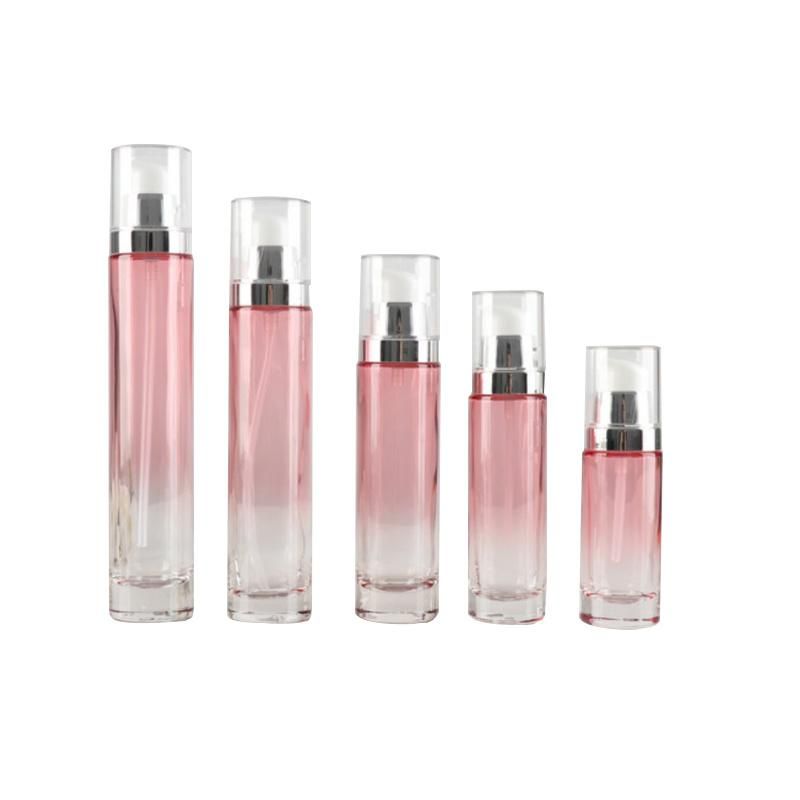 30g 50g 20ml 30ml 40ml 60ml 100ml 120ml Luxury Clear Gradient Pink Cosmetics Bottle Customized Glass Jars and Bottles Sets