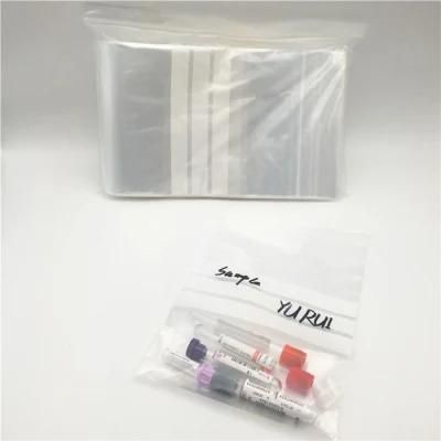 Custom Made Three Whrite Writable Line Medical Test Bag Custom Made Biological Specimen Zipper Bag Biohazard Specimen Bag