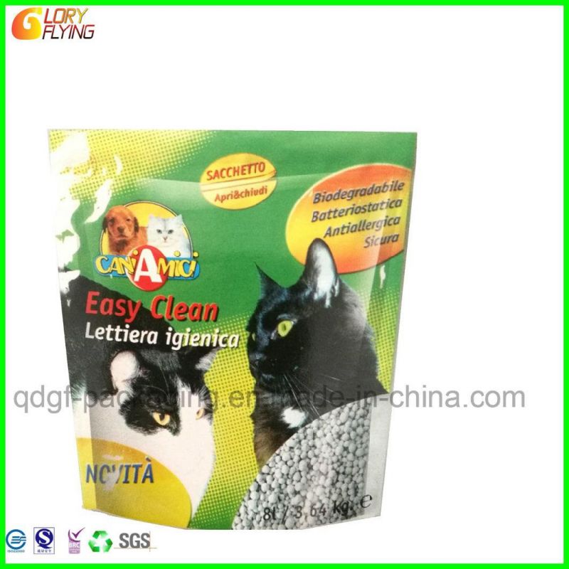 Food Packaging Plastic Bag with Clear Window for Packing Cat Litter