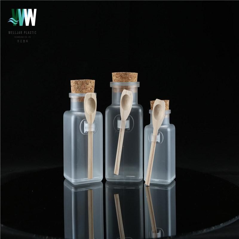 Plastic Biodegradable ABS Square Bottle with Wooden Spoon