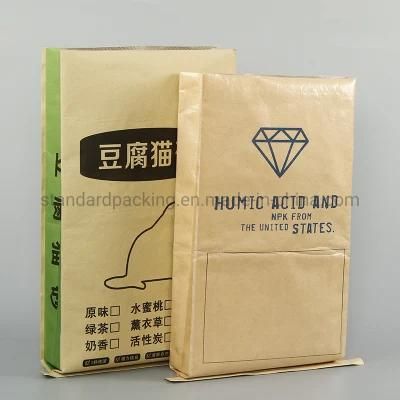 Custom Kraft Paper Laminated PP Woven Packaging Bags 10kg 20kg 25kg Litter for Cat