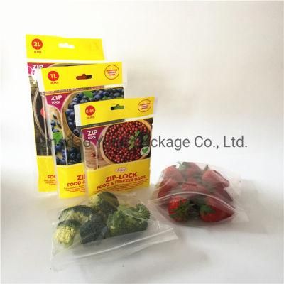 PE Food Strage Freezer Easy Open Tabs Grip Seal Zipper Bag