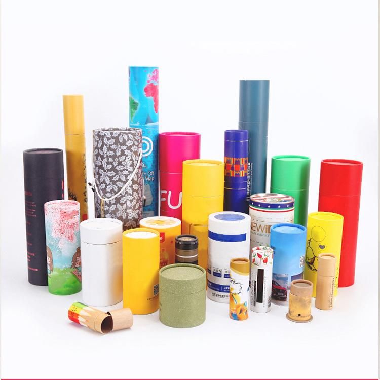 Custom Logo Cardboard Kraft Paper Round Tube Food Packaging Cylinder Box