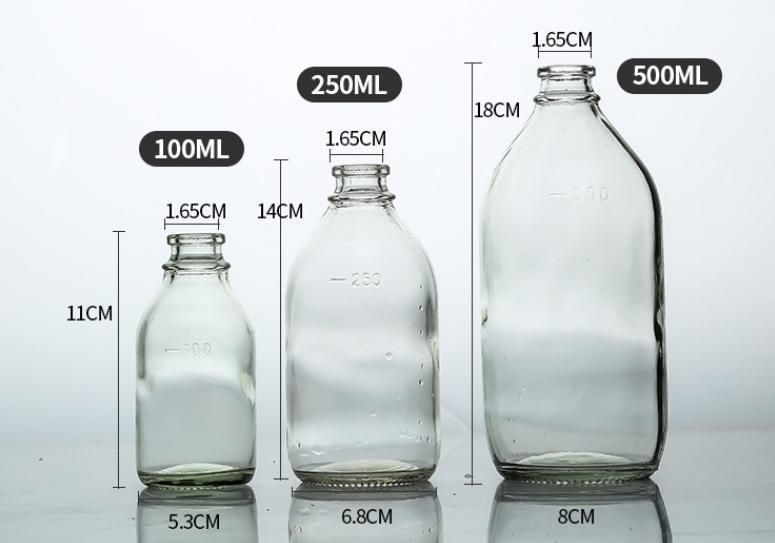 100ml Spot Wholesale Glass Salt Water Bottle Infusion Bottle 100ml 250ml 500ml 24 26 28 32 Mouth