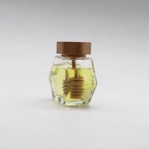 New Hot Sale 500g Hexagonal Glass Honey Jar with Stir Bar