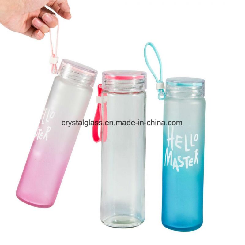 580ml Customize Printing Glass Boba Tea Bottle with Plastic Cap