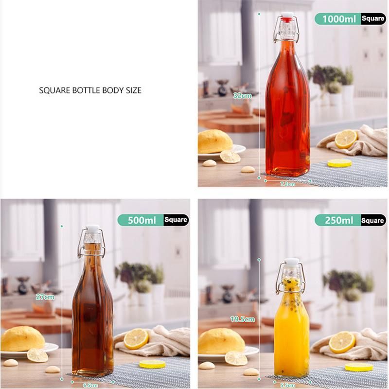 1L Packaging Glass Bottles with Swing Ceramic Top Cap