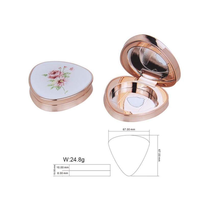 Fashion New Design Empty Compact Powder Case Plastic Container Puff with Mirror for Cosmetic Packaging