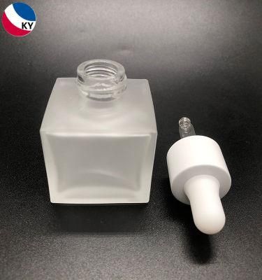 Clear Frosted Glass Entire Square 30ml Essential Oil Dropper Bottles