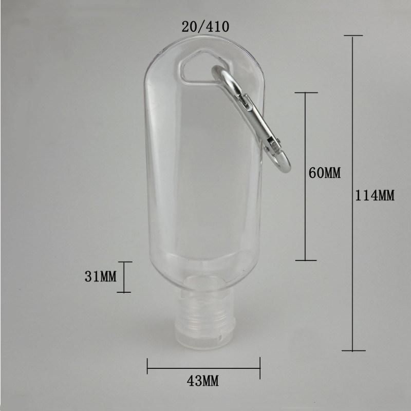 30ml 50ml 60ml Plastic Bottle with Metal Hook Hand Wash Free Bottle Alcohol Bottle Gel Bottle