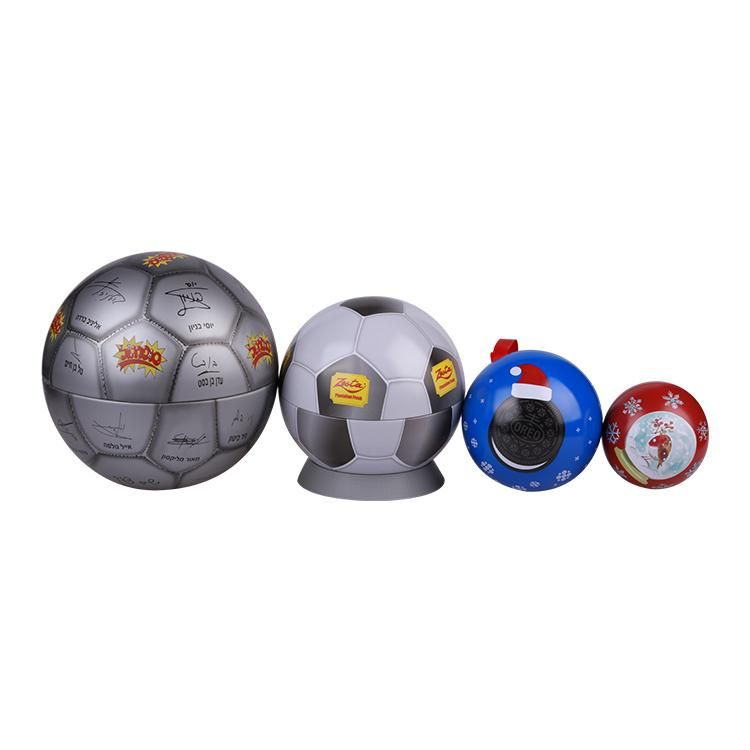 Wholesales Football Shape Ball Tin Gift Box Biscuit Tin