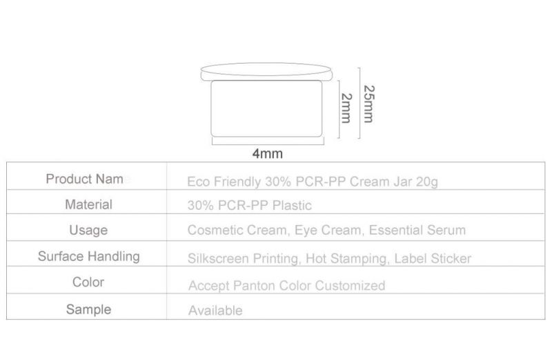 Fomalhaut Wholesale Cosmetic Cream Packaging 20g PCR-PP Round Jar