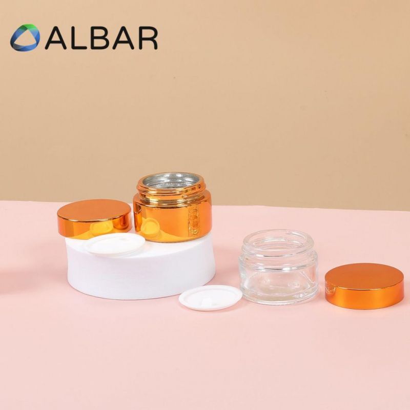 Cosmetics Face Cream Glass Jars in Electroplated Painted Silver Gold with Lids