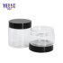 High Quality Et Transparent Plastic Cosmetic Jars with Black Lid