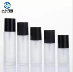 Cylinder Black Cap 30ml 40ml 50ml 60ml 80ml Frosted Lotion Glass Bottle for Cosmetic