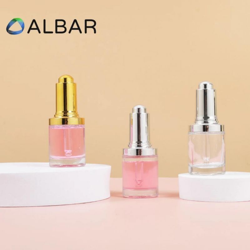 High Quality Thick Base Cosmetic Glass Bottles with Gold Silver Pumps for Perfume