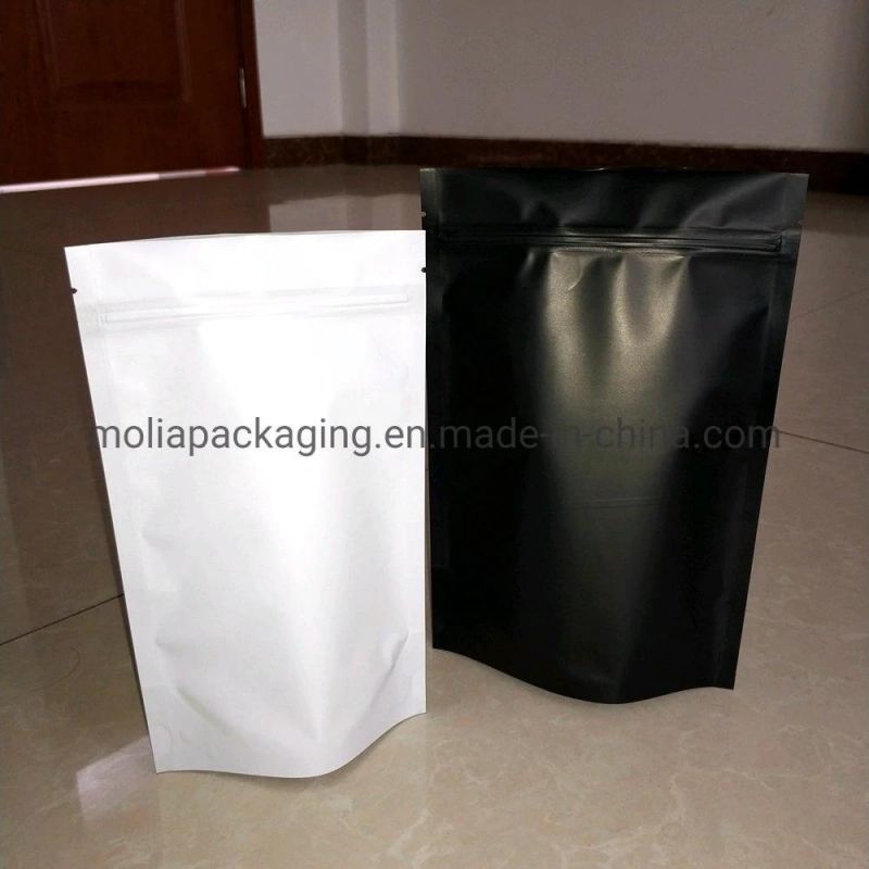 Compostable Plastic Bags/Stand up Sealing Bags Food Grade with Zipper and Tear Notches Black Color Strip Windows Stand up Bags