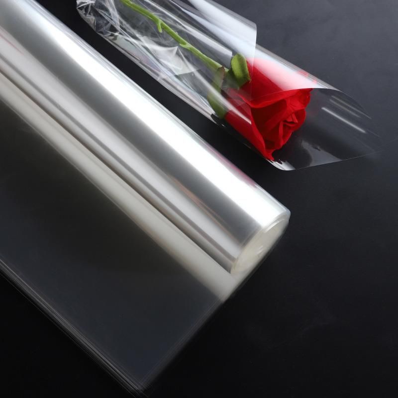 Good Quality Gift Wrapping Clear PVC Waterproof Gold Side Flower Packing Colorful Paper