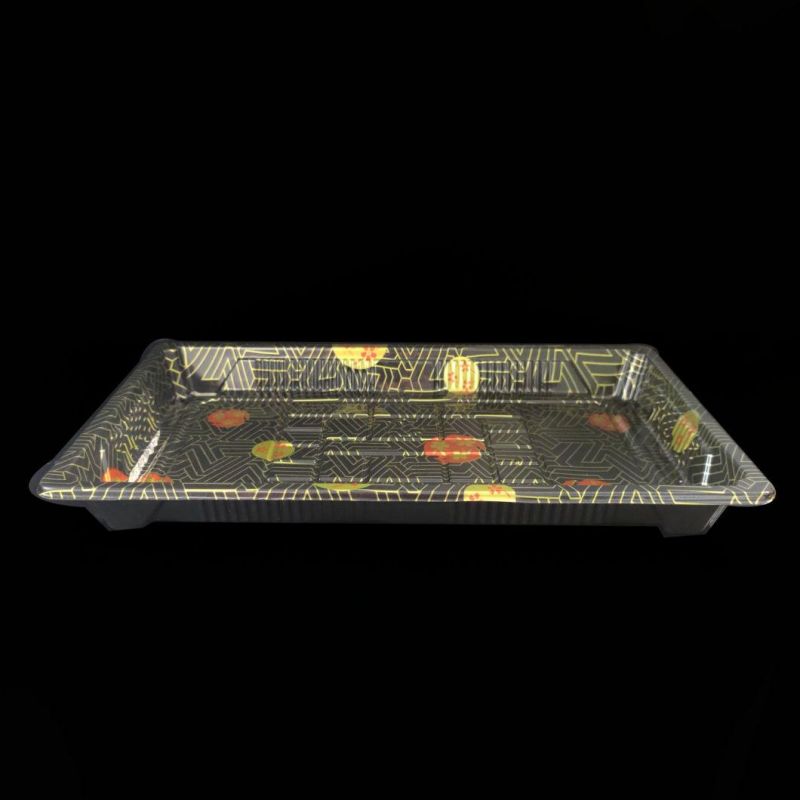 Disposable Black Set of four Sushi Tray Blister Packing Box With Lid