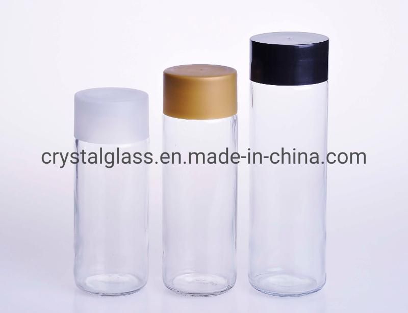 350ml 400ml Voss Shaped Glass Water Bottle for Milk Tea with Plastic Color Lid 500ml 800ml