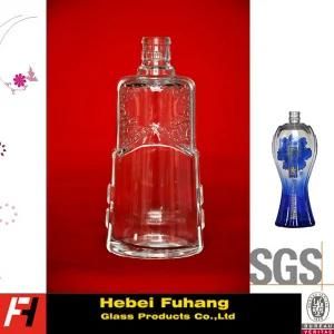 Fancy Crystal Clear Thick Bottom Vodka Screw Top Glass Bottle