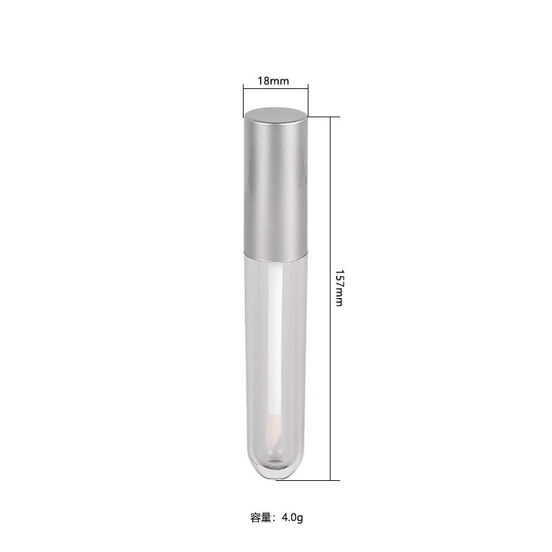 Hot-Sale Cosmetic Round Lip Gloss Tube Packaging with Brush Sliver Customized Empty Lip Gloss Containers Tube