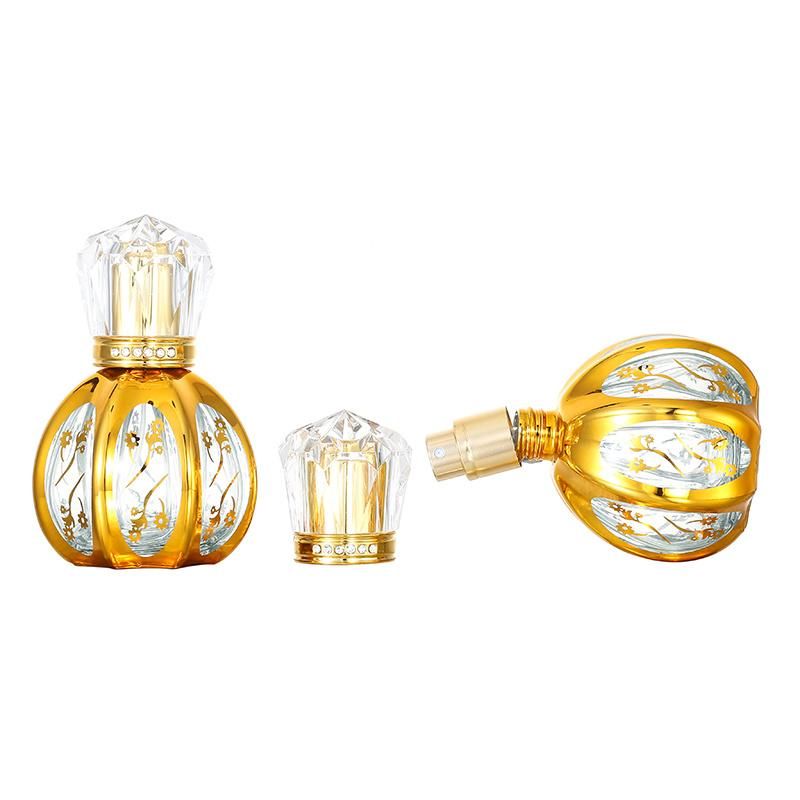 Pumpkin Shape Golden Plating Spray Bottle 50ml Luxury Glass Perfume Bottle